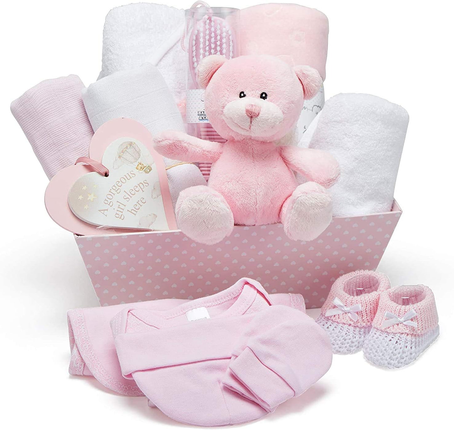 Cesta para Bebê Menino – Conjunto de 17 peças para recém-nascido com pelúcia | Ideal para chás de bebê, revelação de gênero e presente de batizado