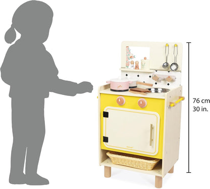 Janod - Cozinha infantil grande de madeira equipada com 2 fornos, Janod - Cozinha infantil de madeira equipada com forno, anod - Kitchenette infantil de madeira - Cozinha de brincar compacta para crianças - Equipada com forno