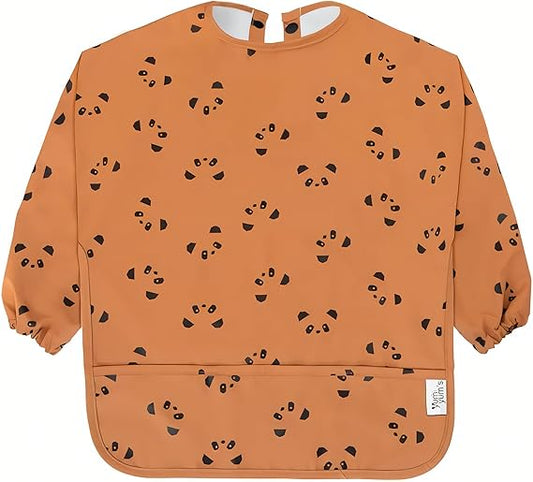 Yum Yum's Babador de silicone para desmame da Baby - Impermeável, fácil de limpar e confortável - Babador de manga comprida para bebês de 6 a 12 meses - Avental multifuncional para alimentação sem sujeira.