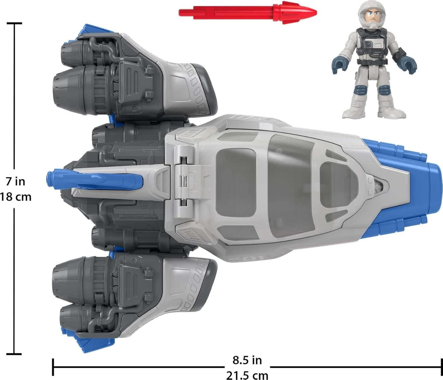 Nave espacial Imaginext Disney e Pixar Lightyear Hyperspeed Explorer XL-01 com figura do Buzz Lightyear para crianças em idade pré-escolar a partir de 3 anos, HGT32