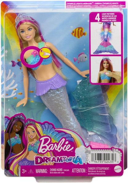 Barbie Boneca Sereia com Cauda Luminosa Ativada por Água, Brinquedos Barbie Dreamtopia Sereia, Cabelo com Mechas Rosa, HDJ36