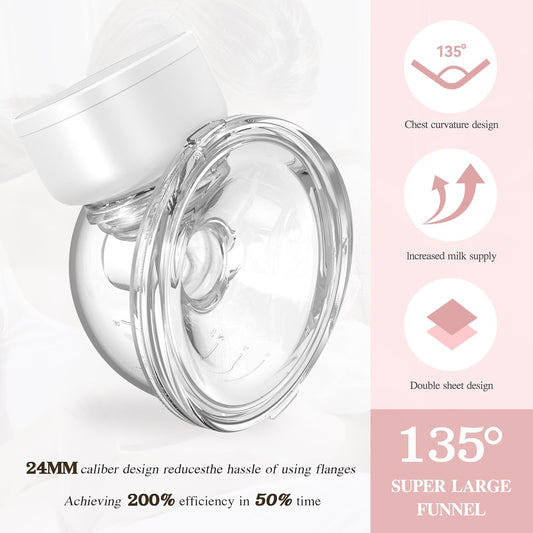 Extractor de leche eléctrico, extractores de leche manos libres, portátil, 3 modos, 9 niveles con pantalla LED, extractores de leche para lactancia de bajo ruido y sin dolor (blanco 2 piezas)