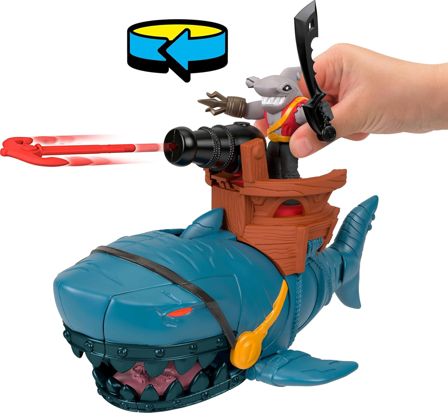 Fisher-Price Imaginext Tubarão Pirata vs Crocodilo: Brinquedo com Ação de Andar e Mordida, 2 Figuras de Ação e 6 Acessórios, JNB04