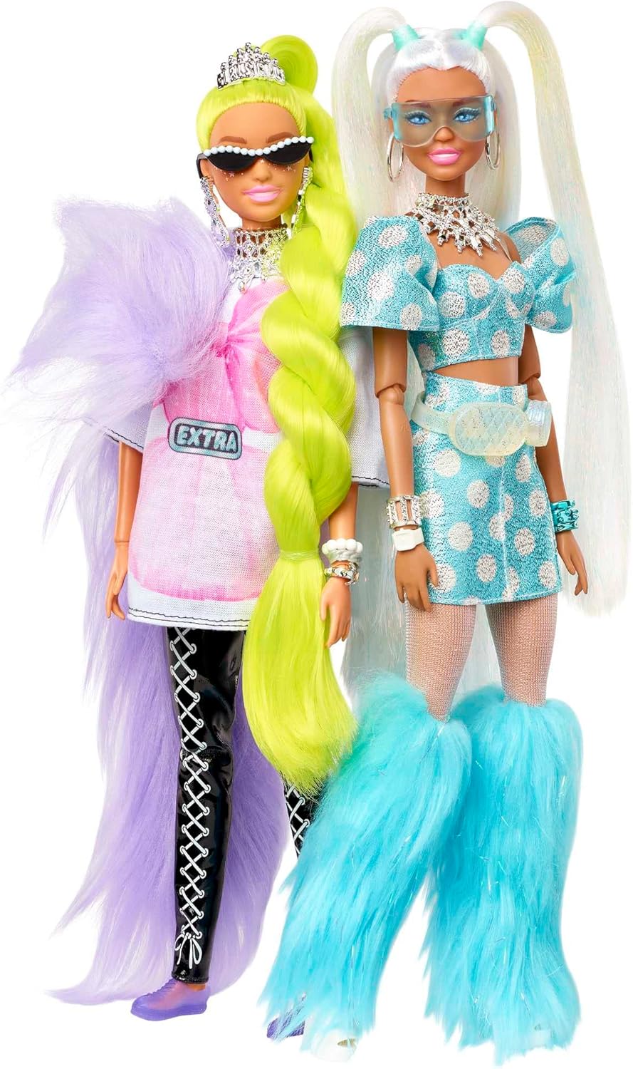 Barbie Pacote Extra com 5 bonecas com boneca Barbie Extra exclusiva, 70 peças de moda e acessórios, 5 bichinhos de estimação, cabelo extra longo e articulações flexíveis, 3 anos ou mais