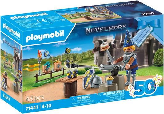 Playmobil 71447 Novelmore: Cumpleaños del Caballero, celebración llena de acción con el Príncipe Arwynn, emocionantes duelos y accesorios, juegos de rol divertidos e imaginativos, sets de juegos artísticos aptos para niños a partir de 4 años