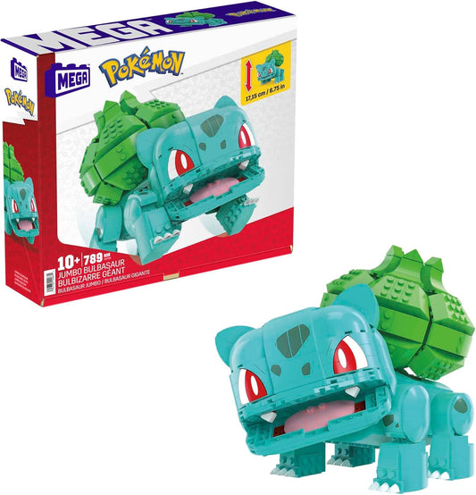 MEGA Brinquedos de construção de bonecos de ação Pokémon para crianças, Jumbo Bulbasaur com 355 peças, montável e articulável, 7 polegadas, ideia de presente para crianças de 7 anos