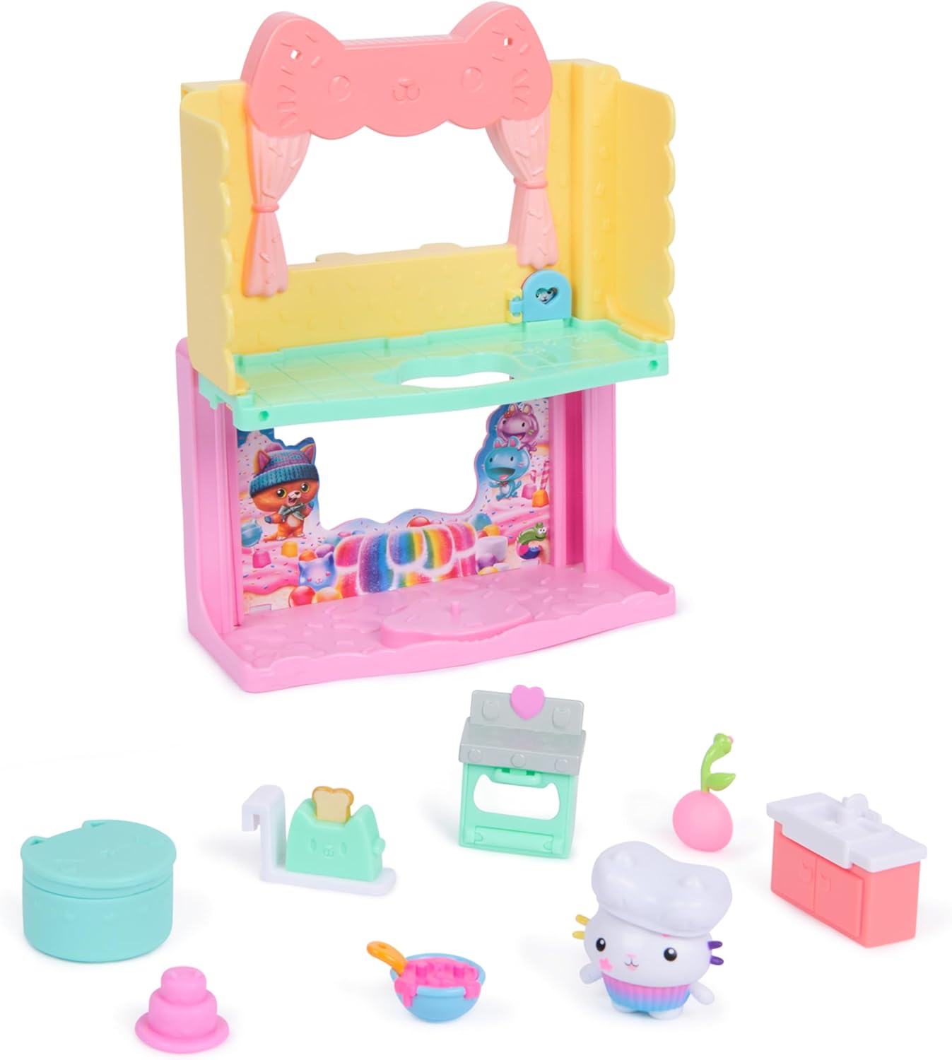 Gabby's Dollhouse: O Filme, a Cozinha Fantástica da Cakey com Confeitos, Figura de Brinquedo e Acessórios para Casa de Bonecas, Brinquedos Infantis para Meninas e Meninos a partir de 3 Anos