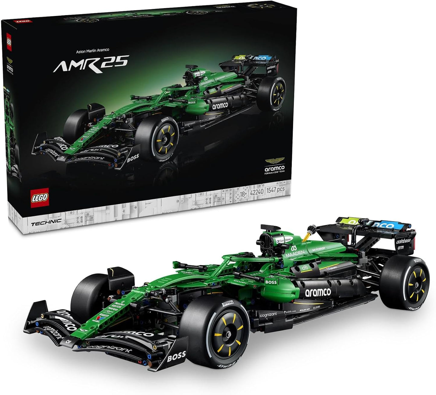 LEGO Kit de Modelo Technic Aston Martin Aramco AMR25 F1 para Adultos – Conjunto Colecionável de Fórmula 1 com Motor V6, DRS e Suspensão Push-Rod – Ideia de Presente para Fãs de Corridas e Automobilismo – 42240