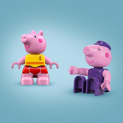 LEGO Brinquedo de viagem de barco DUPLO Peppa Pig, brinquedos para crianças de desenvolvimento inicial e atividades com 2 figuras, conjunto de peças de verão, ideia de presente para meninas e meninos de 2 anos ou mais 10432
