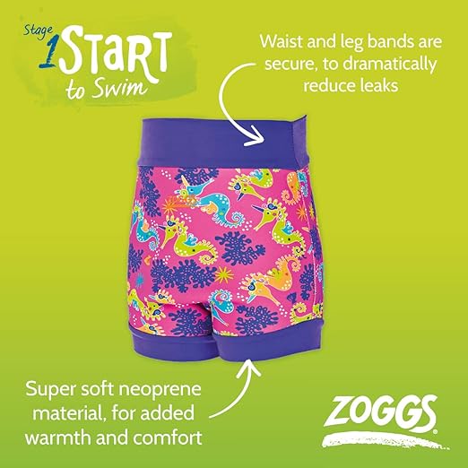 Zoggs Fralda de natação reutilizável de neoprene Baby, rosa/roxo, 9 a 12 meses/ 8 a 11 kg