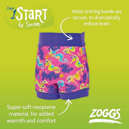 Zoggs Fralda de natação reutilizável de neoprene Baby, rosa/roxo, 9 a 12 meses/ 8 a 11 kg