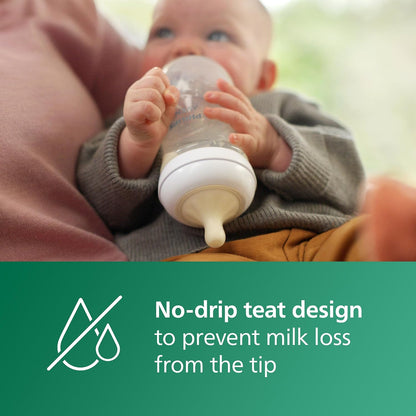 Philips Mamadeiras de vidro Avent Natural Response, 240 ml, com bicos de fluxo médio (fluxo 3), pacote com 2 unidades, SCY933/02