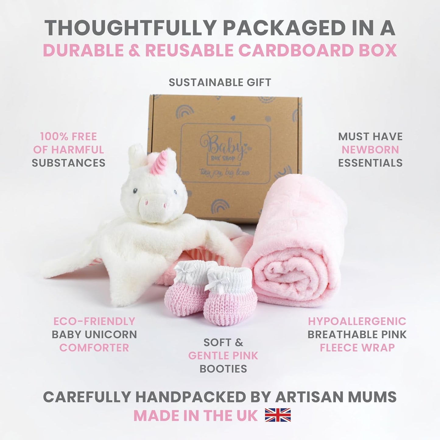 Baby Box Shop - Presentes personalizados para bebês - Cobertor de bebê personalizado e edredom de bebê zebra personalizado com botinhas de algodão cinza e branco, ideais para presentes de batizado