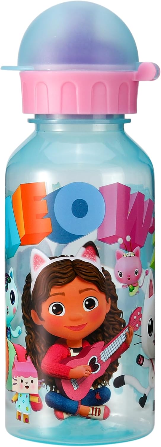 Stor Garrafa de água de 370ml para crianças, ideal para escola, creche e viagens. Feita de material durável, reutilizável e livre de BPA (Gabby's Dollhouse).