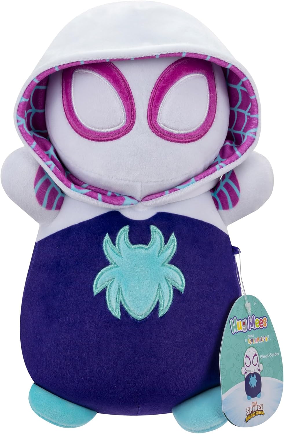 Squishmallows Original MARVEL Homem-Aranha e Seus Incríveis Amigos Aranha Fantasma HugMees de 25 cm - Pelúcia Ultramacia de Tamanho Médio Oficial da Jazwares