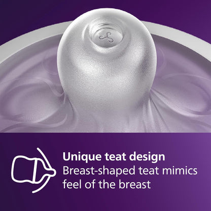 Philips  Avent Natural Response Conjunto de 3 mamadeiras de 260 ml com bicos de fluxo médio (fluxo 3), com estampa tropical, SCY903/73