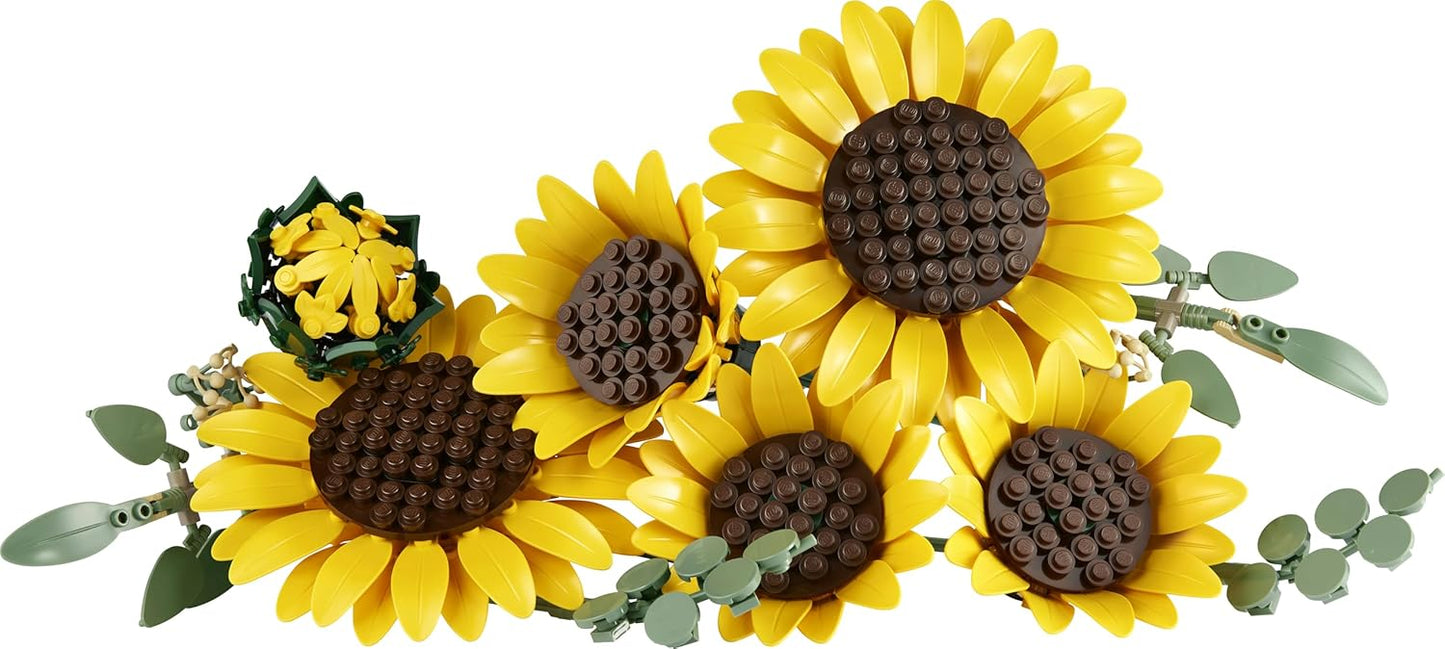 LEGO Buquê de Girassóis Botanicals - Conjunto de Flores Artificiais para Adultos - Girassóis e Galhos de Eucalipto Artificiais para Decoração de Sala de Estar ou Quarto - Ideia de Presente DIY para Mulheres - 11502