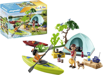 Playmobil 71425 Acampamento divertido para a família com fogueira, brinquedo ao ar livre e dramatização imaginativa, conjuntos adequados para crianças de 4 anos ou mais