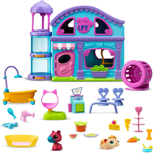 Littlest Pet Shop Conjunto Série 2 | Conjunto LPS com 2 miniaturas de animais de estimação, 20 acessórios, 1 cartão colecionável e 1 código virtual | Brinquedos colecionáveis de animais para meninas e meninos