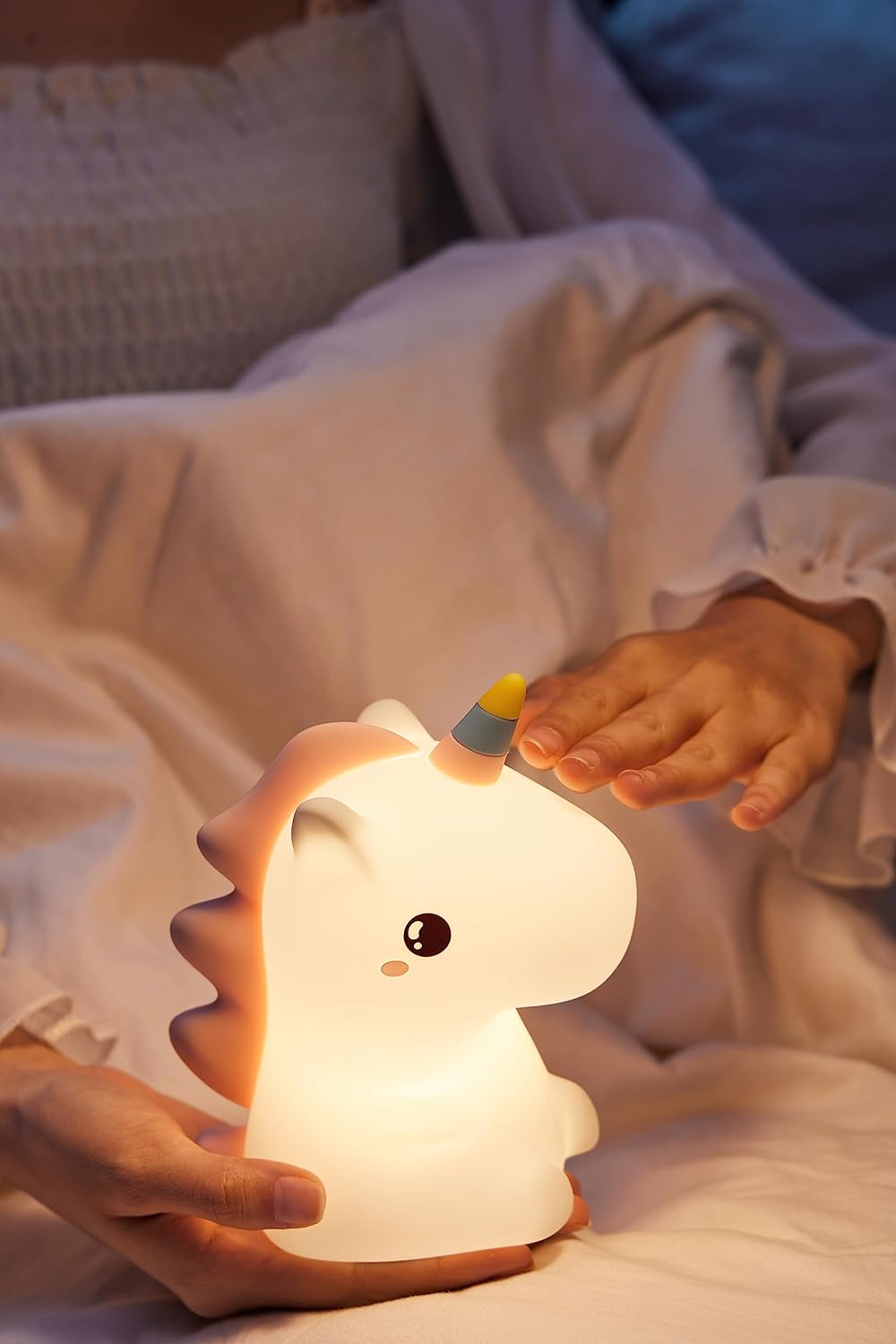 Groov-e Cuties - Rainbow Unicorn - Luz noturna LED que muda de cor com temporizador de 30/60 minutos - 7 cores - Toque para usar - Bateria recarregável de 12 horas ou alimentada por USB - para bebês, crianças pequenas e crianças