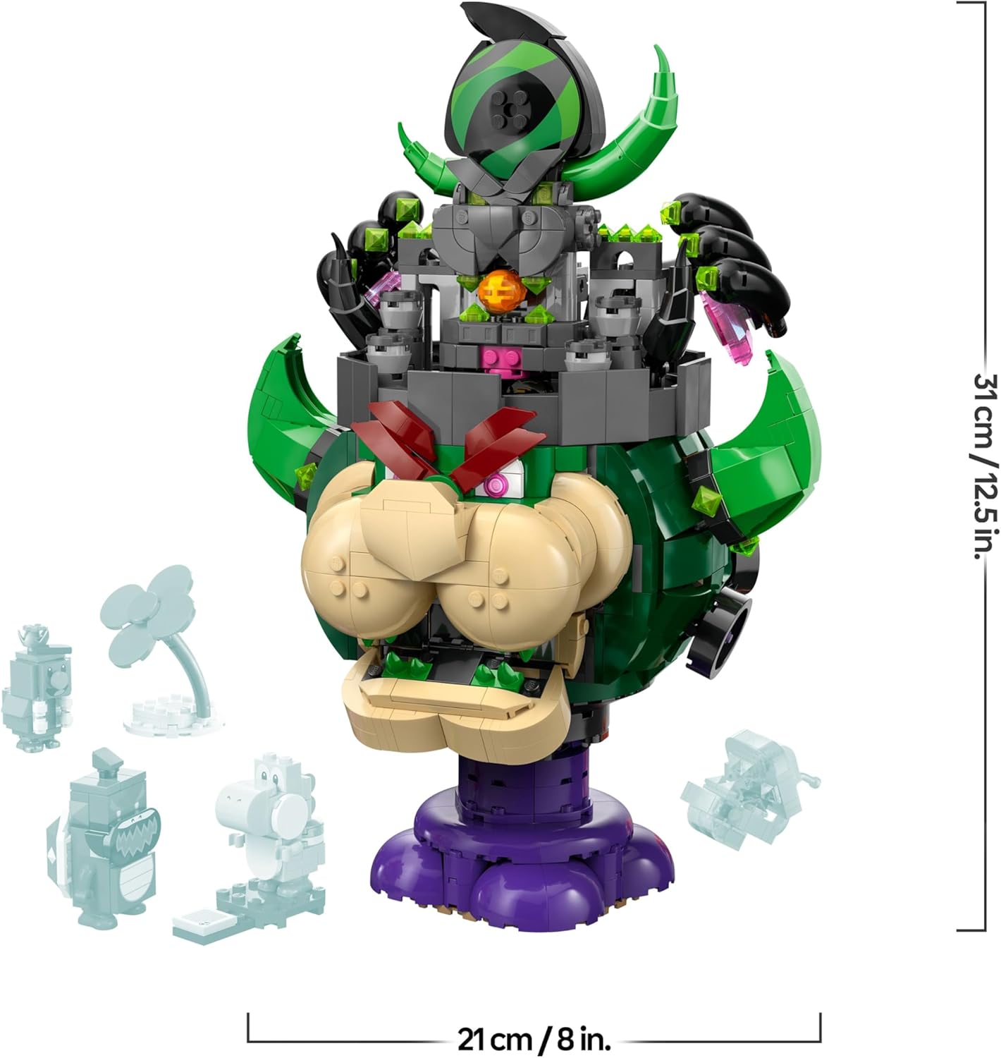 LEGO Super Mario Príncipe Florian e Castelo Bowser - Brinquedo interativo com 4 figuras, incluindo Yoshi rosa, e um suporte para brincar e exibir - Presente perfeito para crianças a partir de 9 anos - 72042