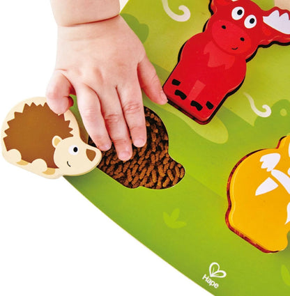 Hape HAP-E1621 E1621 Fühlpuzzle Waldtiere Forest Animal Rompecabezas táctil, Multicolor