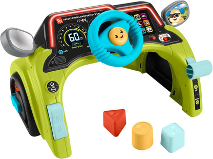 Fisher-Price Brinquedo de aprendizagem para bebês e crianças pequenas da rir e aprender, sentar e dirigir, centro de atividades de carro para motorista com palcos inteligentes para maiores de 6 meses