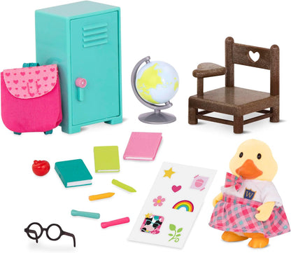 Li'l Woodzeez WZ6705Z Dinossauro, animais Li’l Woodzeez – Conjunto de beliche de 18 peças com móveis e acessórios de quarto – Brinquedos em miniatura e conjuntos de jogos para crianças a partir de 3 anos, Azul, Klein