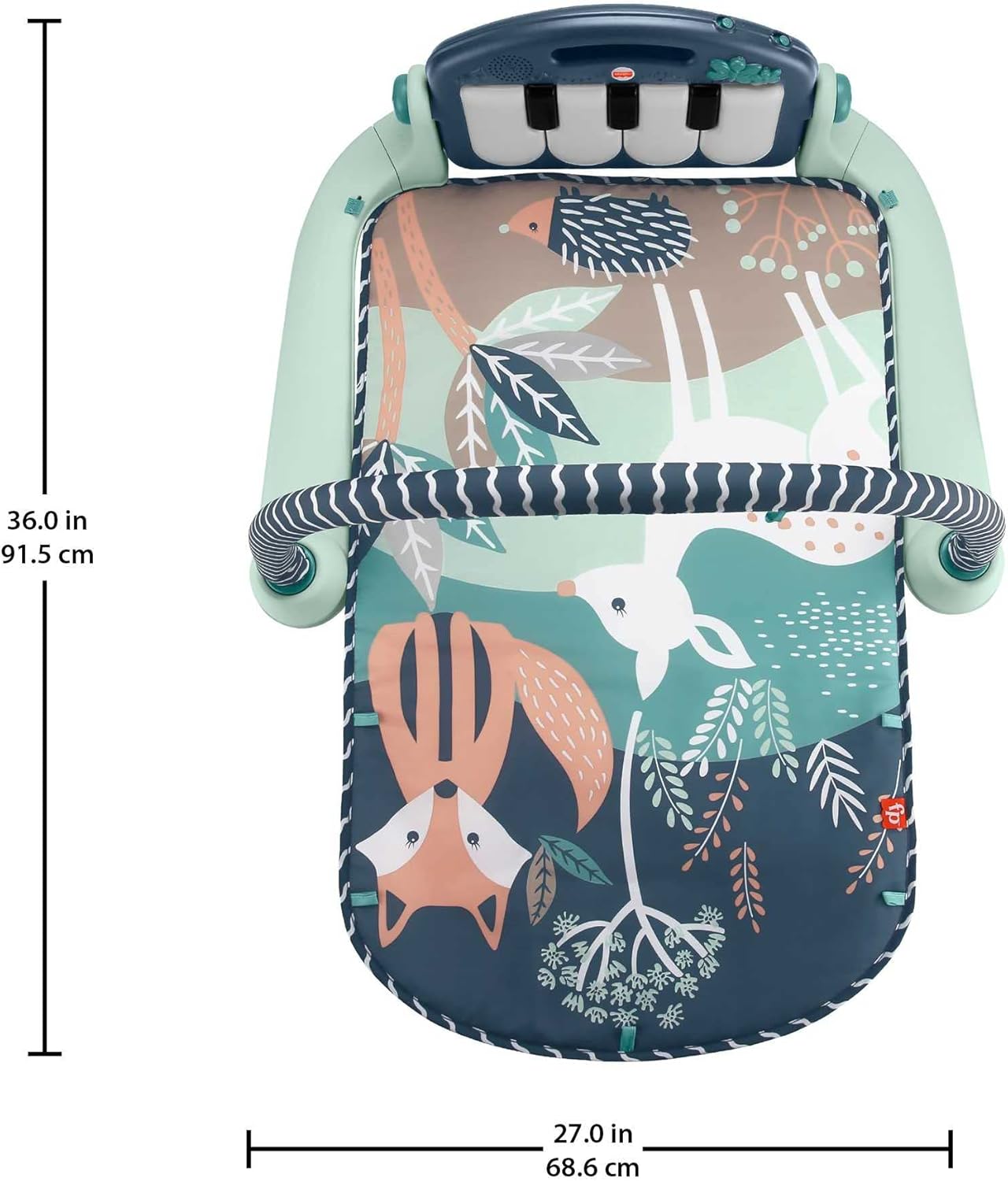 Tapete de atividades Fisher-Price Baby com piano, brinquedos musicais e sensoriais para bebês e crianças pequenas, azul marinho e bege, HKX37