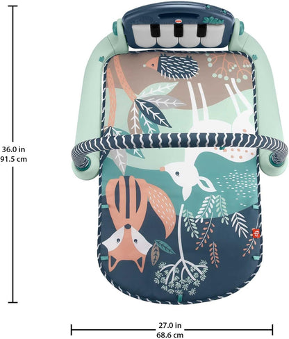 Tapete de atividades Fisher-Price Baby com piano, brinquedos musicais e sensoriais para bebês e crianças pequenas, azul marinho e bege, HKX37