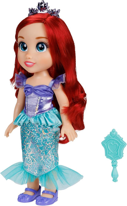 Disney Boneca Princess My Friend Ariel 35 cm Olhos com brilho cintilante, vestido de princesa removível, tiara, sapatos fáceis de calçar e tirar,