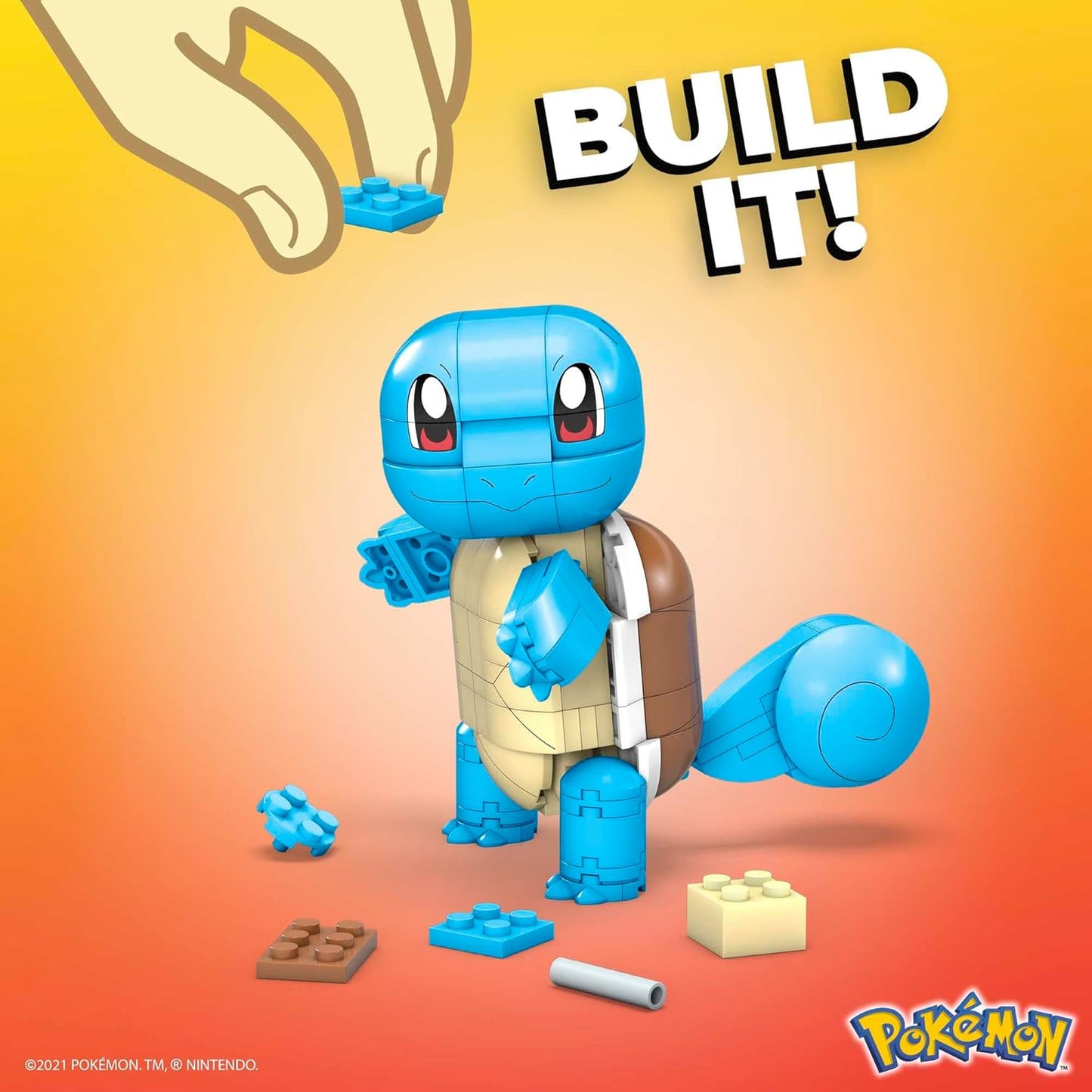 MEGA Conjunto de brinquedos de construção Pokémon Build & Show Squirtle com 199 peças, articulado e articulado, 10 cm de altura, para crianças, GYH00