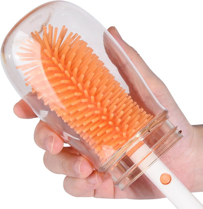 Bebamour Conjunto de escovas para mamadeira 7 em 1, kit de limpeza portátil, laranja