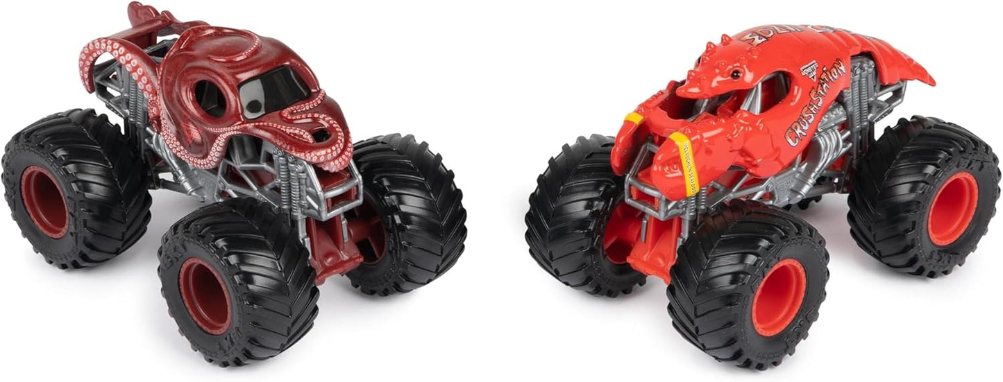 Monster Jam - Conjunto Original Monster Jam com Dois Autênticos Monster Trucks na Escala 1:64, Ação Radical e Manobras Radicais a partir de 3 Anos (Modelos Sortidos, Aleatórios)