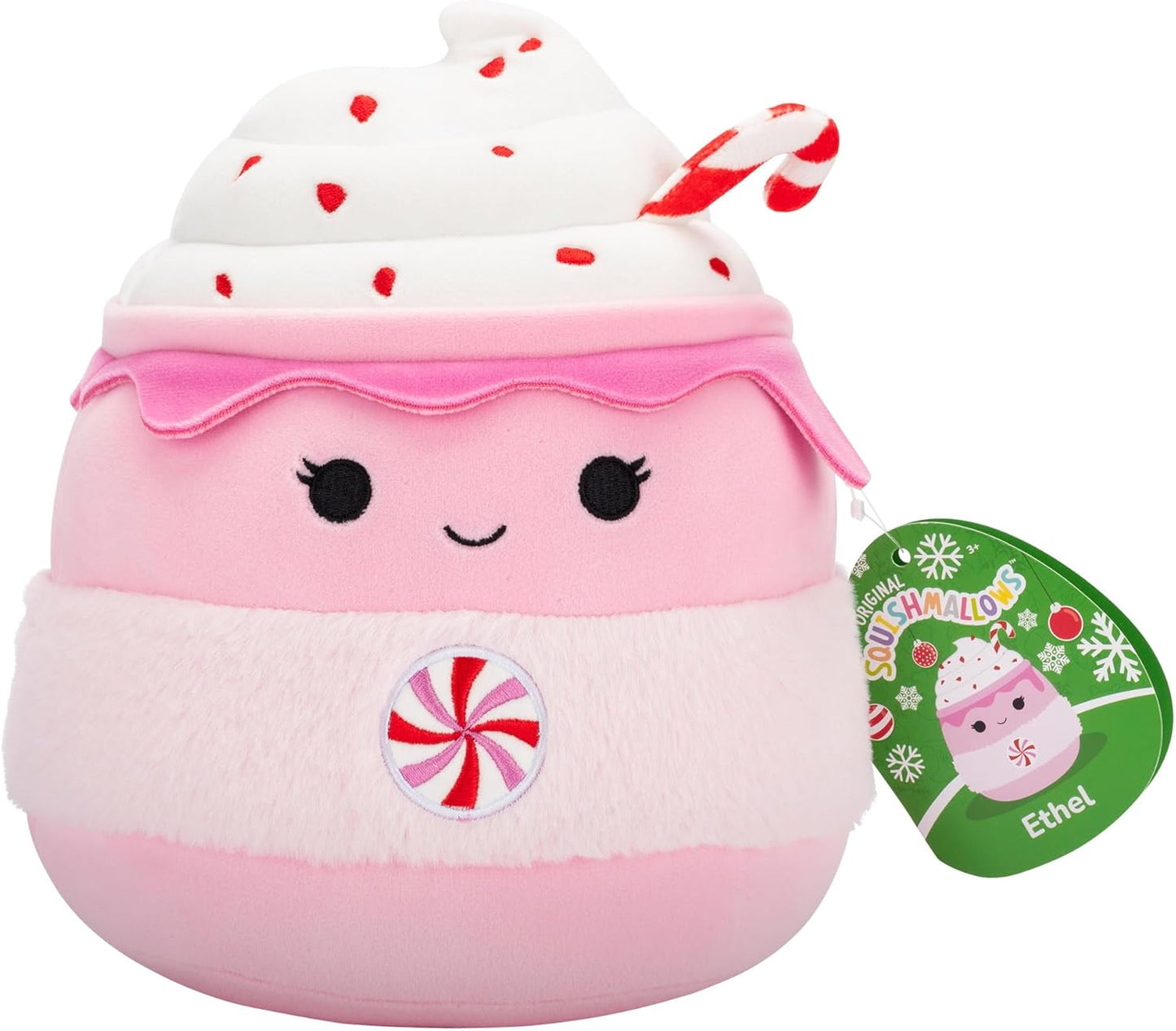 Squishmallows Original 7,5 polegadas Ethel the Pink Candy Cane Chocolate Quente