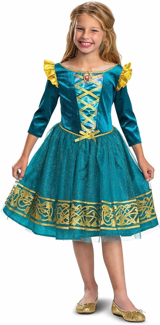 DISGUISE Fantasia oficial de luxo Merida da Disney para crianças, vestido de princesa para crianças tamanho S