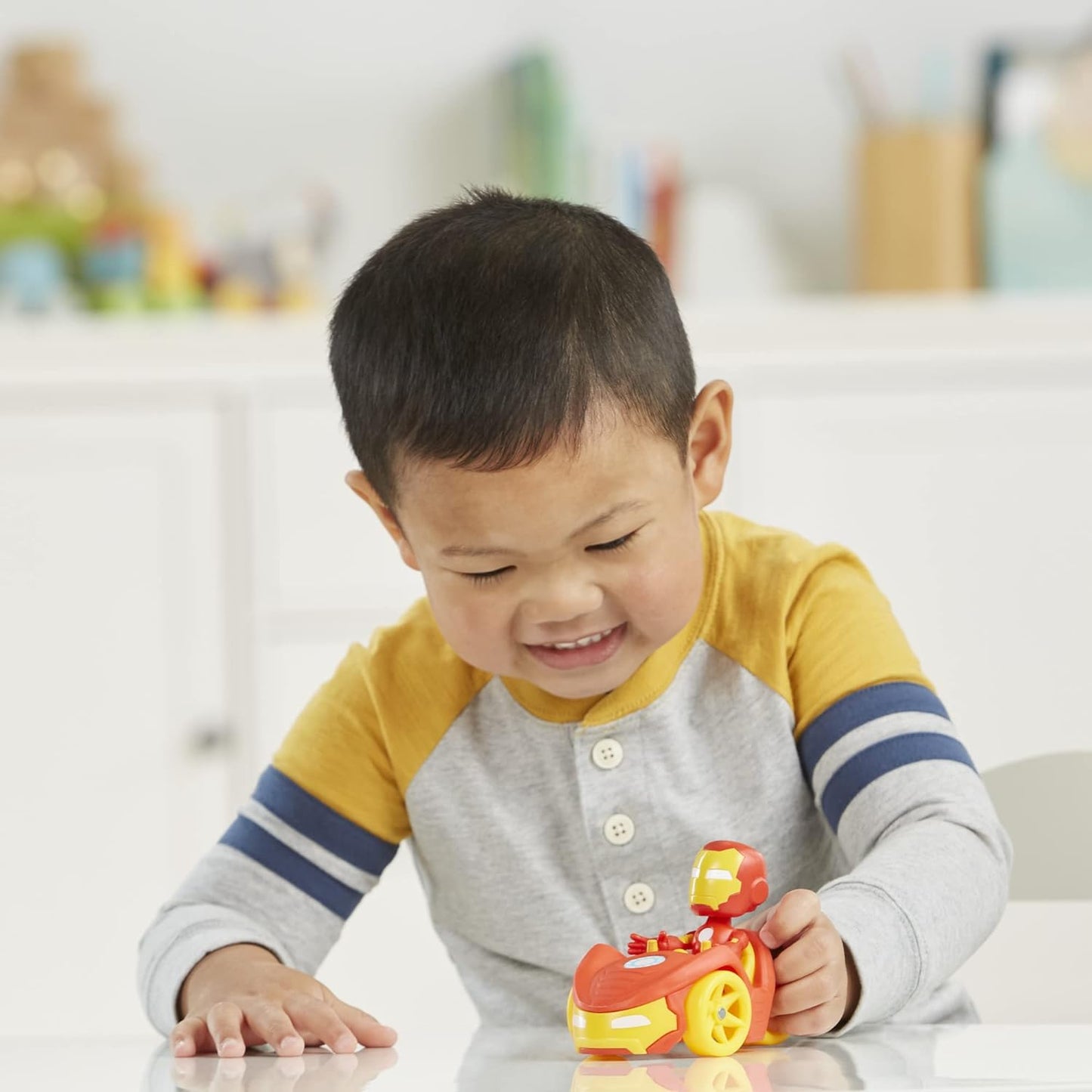 SPIDEY AND HIS AMAZING FRIENDS Hasbro Marvel Iron Man Action Figure e Iron Racer Vehicle, Iron Man Toy para crianças de 3 anos ou mais, multicolorido