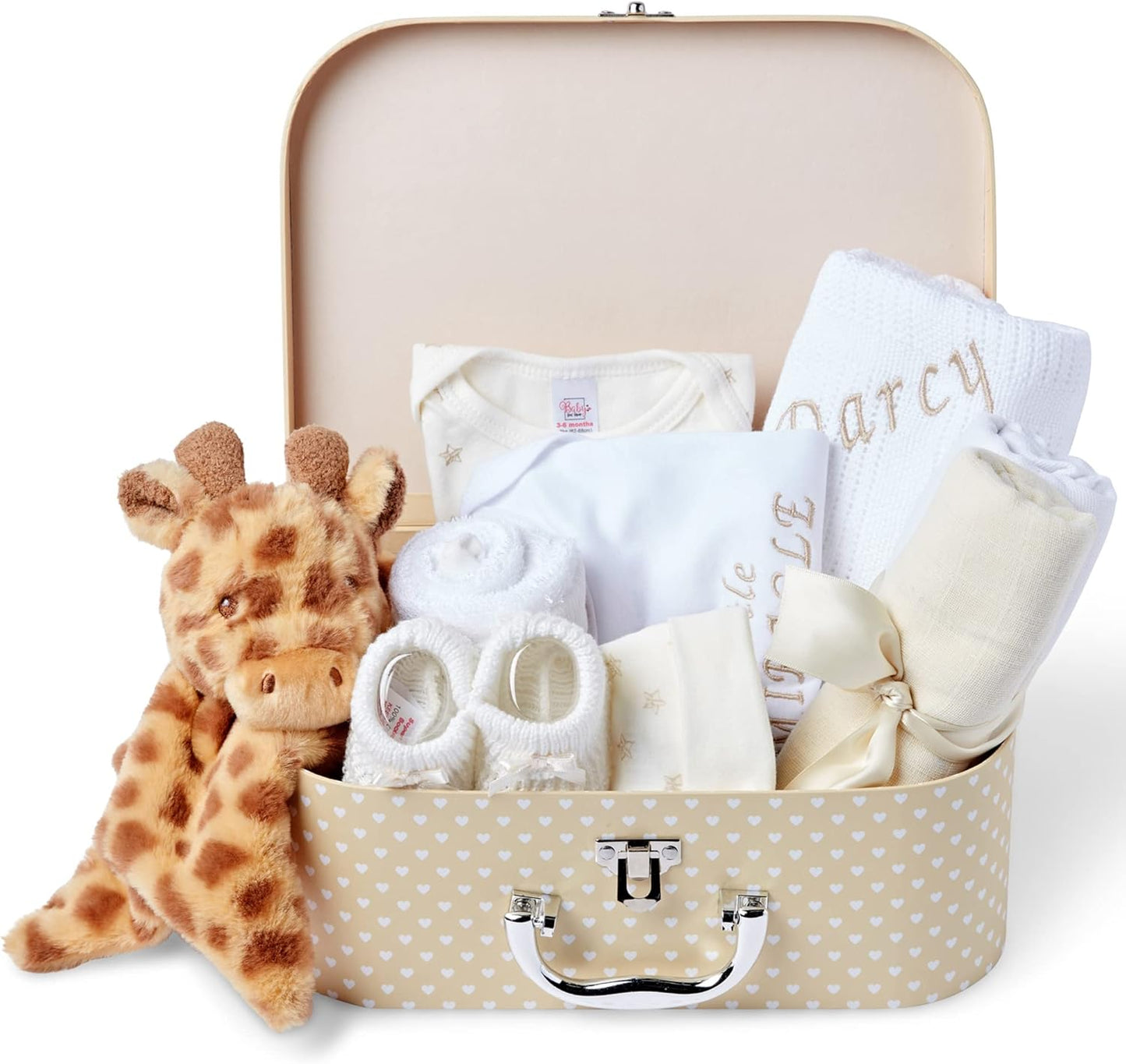 Ellabellaboo Loja Baby Box - Conjunto de presentes personalizados para bebês meninos Cesta para recém-nascidos - Presentes personalizados exclusivos, cesta para bebês com itens essenciais Ideia de presente neutra e para revelação do gênero