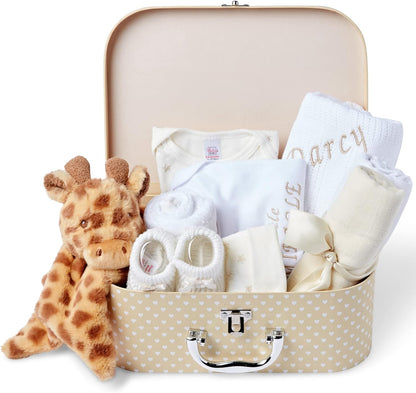 Ellabellaboo Loja Baby Box - Conjunto de presentes personalizados para bebês meninos Cesta para recém-nascidos - Presentes personalizados exclusivos, cesta para bebês com itens essenciais Ideia de presente neutra e para revelação do gênero