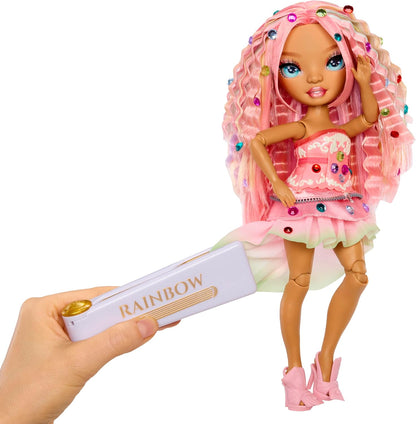 Rainbow High Be Dazzling - Adeline Rose - Boneca Fashion Rosa de 28cm com Ferramenta para Aplicar Brilho, Gemas Brilhantes e Acessórios de Estilo