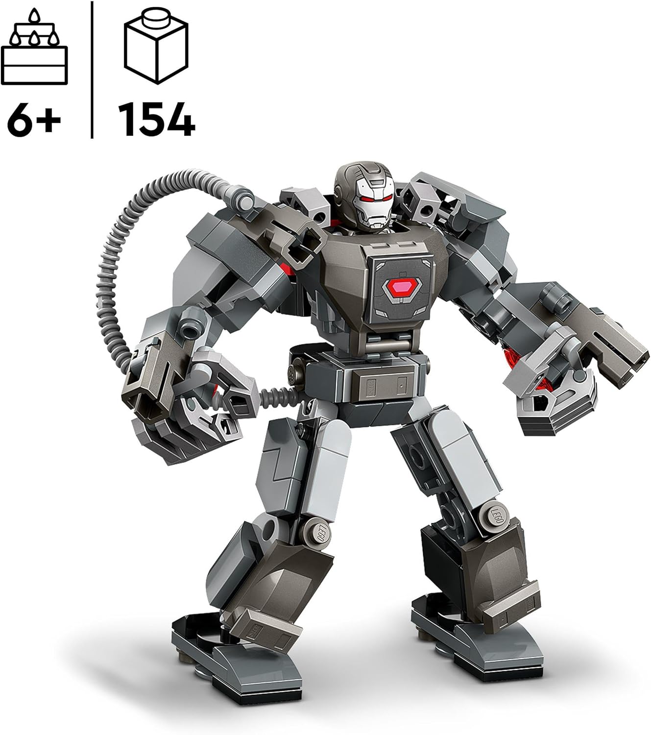 LEGO Armadura mecânica de máquina de guerra Marvel, figura de ação de brinquedo montável para crianças com 3 atiradores de pinos, personagem lendário do MCU, presentes para meninos e meninas com mais de 6 anos de idade 76277
