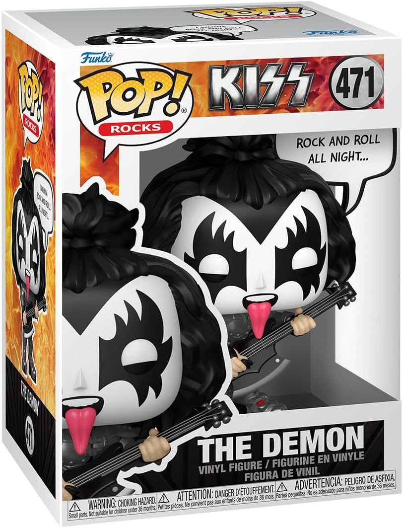 Funko Pop! Sayings: The Demon - (R&R All Night) - KISS - Boneco colecionável de vinil - Ideia para presente - Produtos oficiais - Brinquedos para crianças e adultos - Fãs de música - Boneco modelo para colecionadores e exposição