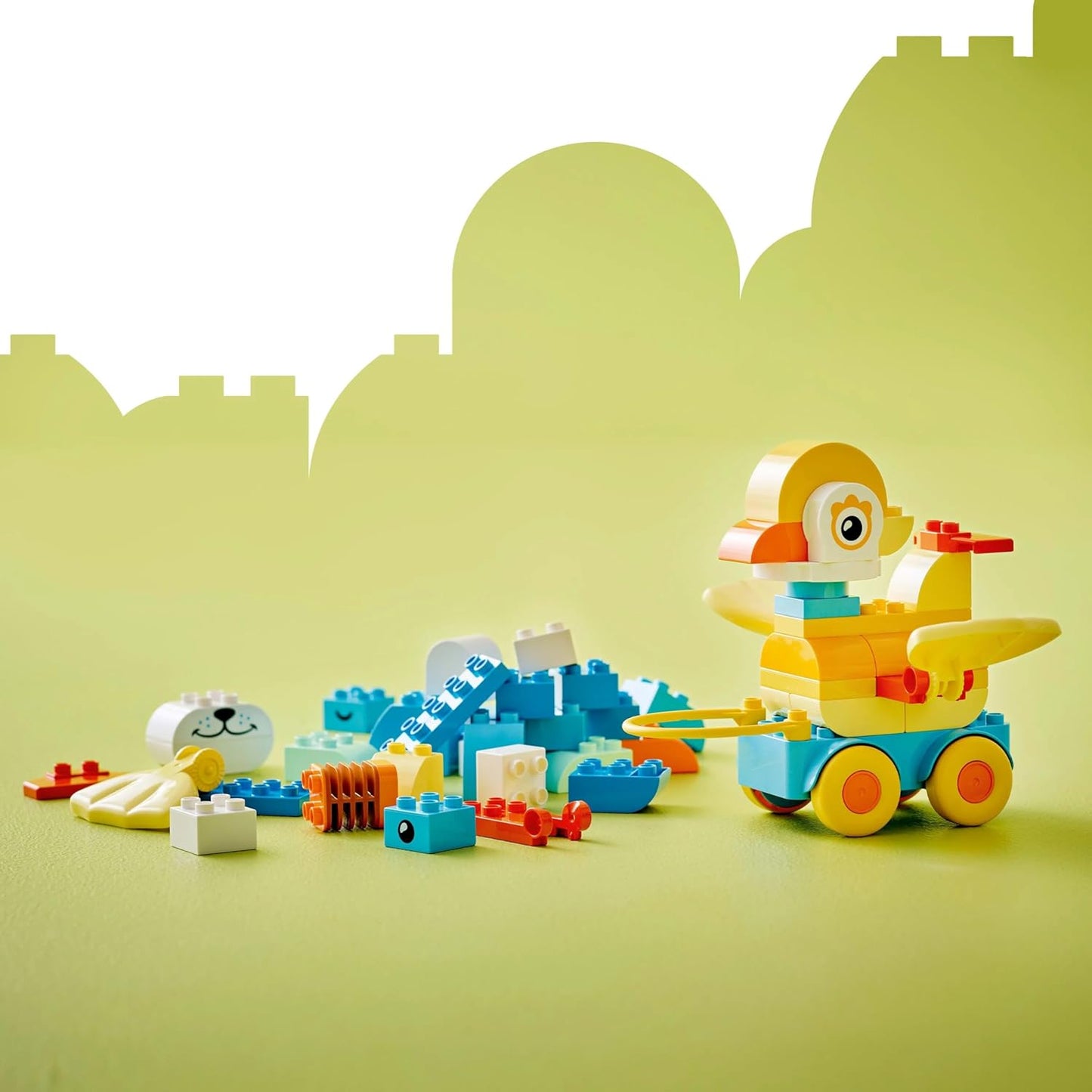 LEGO DUPLO 3 em 1 Animais sobre Rodas - Brinquedo de Construção Educacional com Blocos para Construir um Pato, Peixe ou Cachorro com Rodas e Alça - Presente para Meninas e Meninos a partir de 2 Anos - 10448