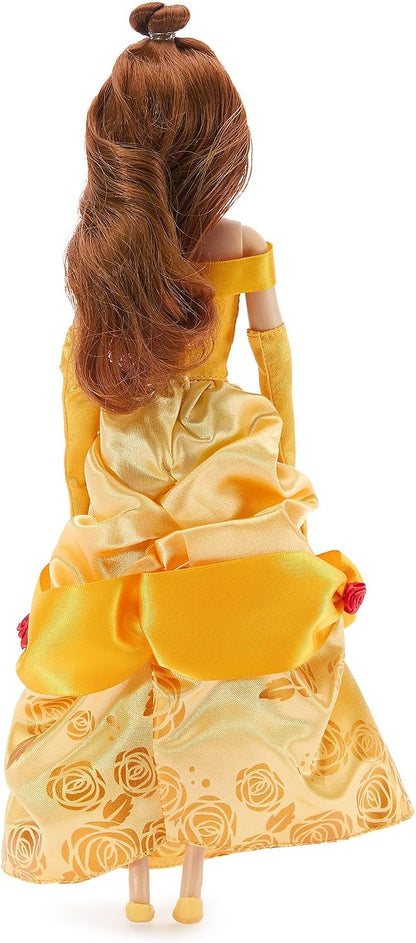Disney Boneca Clássica Bela Store 30 cm – A Bela e a Fera, Vestido de Baile de Cetim Dourado e Articulada