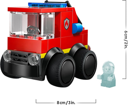 LEGO City Rides – Caminhão de Bombeiros de Brinquedo - Conjunto de Construção de Veículos de Emergência com Minifigura de Bombeiro Júnior - Lembrancinhas de Festa - Pequeno Presente Colecionável para Meninos a partir de 5 Anos - 60482