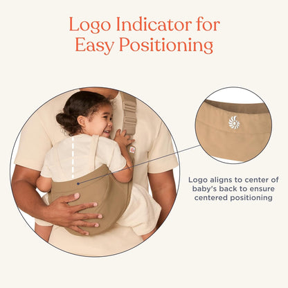 Ergobaby Canguru Upsie Sling para Bebês, Canguru Ergonômico para Bebês e Crianças a partir de 6 Meses (7,7-20,4 kg), Alternância Espontaneamente entre Andar e Ser Carregado, Cor Camelo