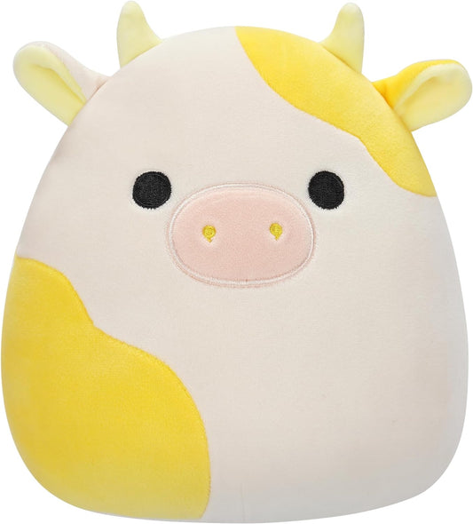 Squishmallows SQCR05402 Cuerpo de 7,5 pulgadas La vaca amarilla y blanca, multicolor