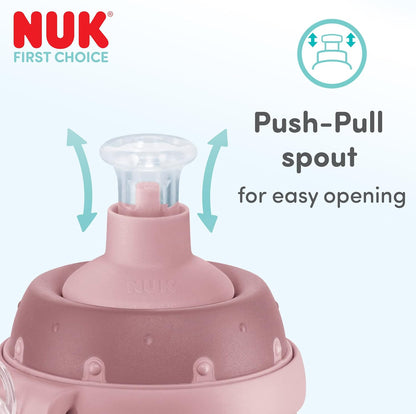 NUK Garrafa de Água First Choice Push-Pull para Crianças | 18+ Meses | 300 ml | Bico Resistente a Mordidas | Garrafa Antivazamento | Coala Rosa | 1 Unidade