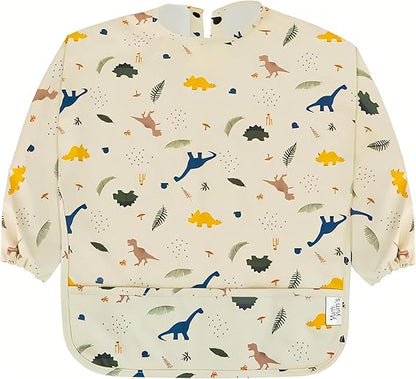 Yum Yum's Babador de silicone para desmame da Baby - Impermeável, fácil de limpar e confortável - Babador de manga comprida para bebês de 6 a 12 meses - Avental multifuncional para alimentação sem sujeira.