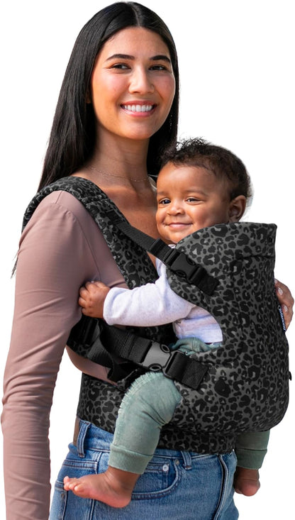 Infantino Canguru Flip Advanced 4 em 1 - Ergonômico, Conversível, Pode Ser Usado Virado para Dentro ou para Fora, na Frente ou nas Costas, para Bebês de 0 a 14,5 kg (Recém-nascido a Criança), Estampa Leopardo Cinza